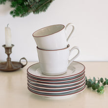 Load image into Gallery viewer, Costa Nova Beja 3 oz. White Red Coffee Cup and Saucer Set