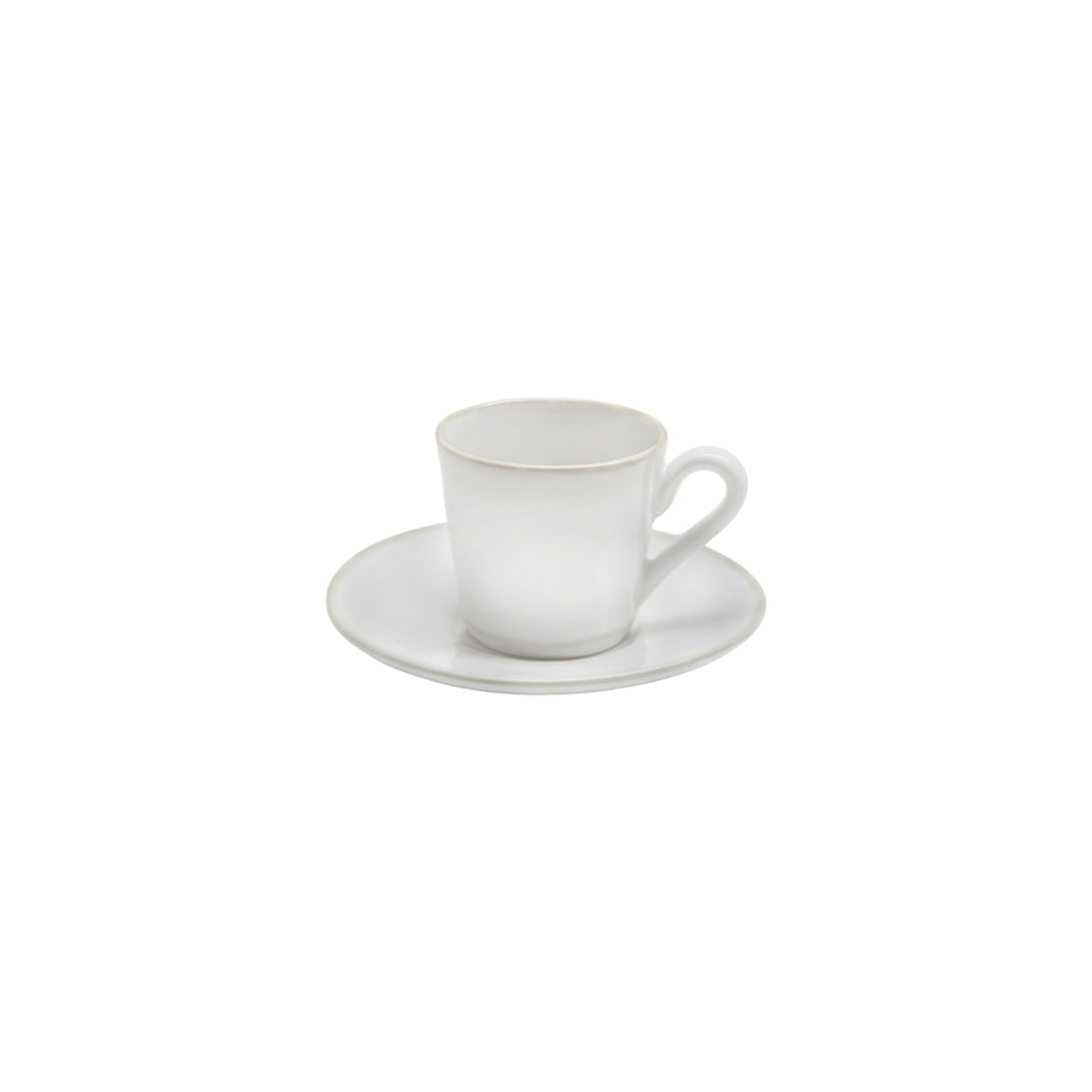 Costa Nova Beja 3 oz. White Cream Coffee Cup and Saucer Set