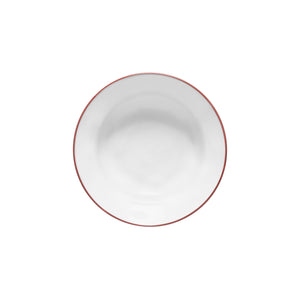 Costa Nova Beja 8" White Red Soup/Pasta Plate Set