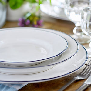 Costa Nova Beja 11" White Blue Dinner Plate Set