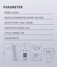 Load image into Gallery viewer, LDNIO 3 USB Ports + Power Socket Wall Charger with EU/UK Plug, Dual Voltage