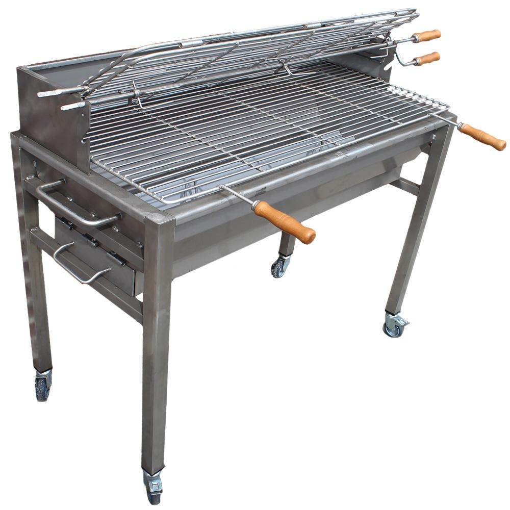 Large BBQ Charcoal Grill Aisi 304 Stainless Steel, Handmade in