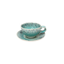Load image into Gallery viewer, Costa Nova Madeira 8 oz. Blue Tea Cup and Saucer Set
