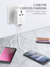 Load image into Gallery viewer, LDNIO 3 USB Ports + Power Socket Wall Charger with EU/UK Plug, Dual Voltage