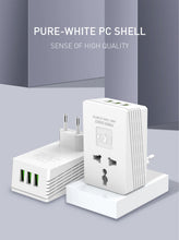 Load image into Gallery viewer, LDNIO 3 USB Ports + Power Socket Wall Charger with EU/UK Plug, Dual Voltage