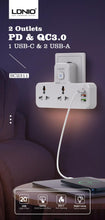 Load image into Gallery viewer, LDNIO 20W 3-Port USB Charger Extension Power Strip Universal Adapter Dual Voltage