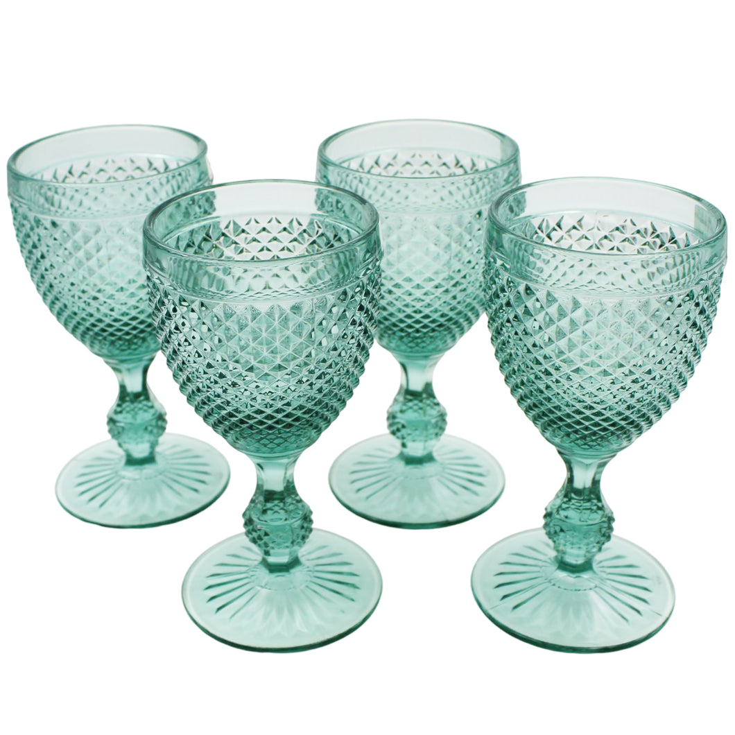 Vista Alegre Bicos Mint Green Water Goblets, Set of 4