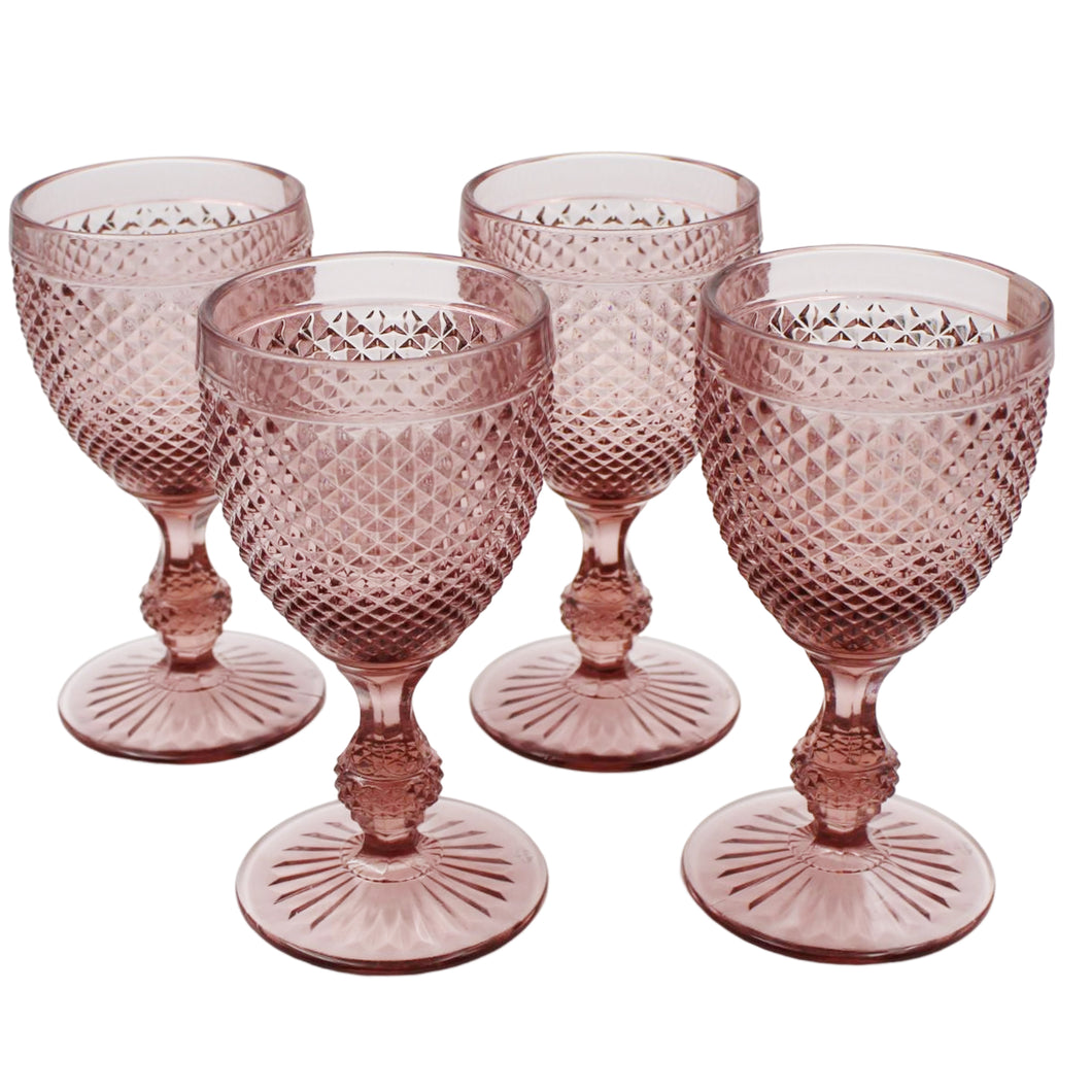 Vista Alegre Bicos Pink Water Goblets, Set of 4