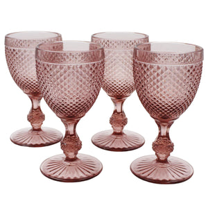Vista Alegre Bicos Pink Water Goblets, Set of 4