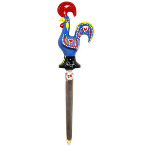 Traditional Portuguese Aluminum Rooster Figurine Letter Envelope Mail Opener