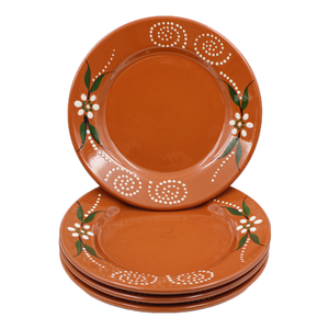 João Vale Hand-Painted Traditional Terracotta Dinner Plate, Set of 4