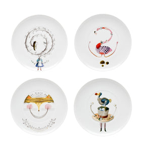 Vista Alegre Porcelain Tea With Alice Tea With Alice Dessert Plates, Set of 4