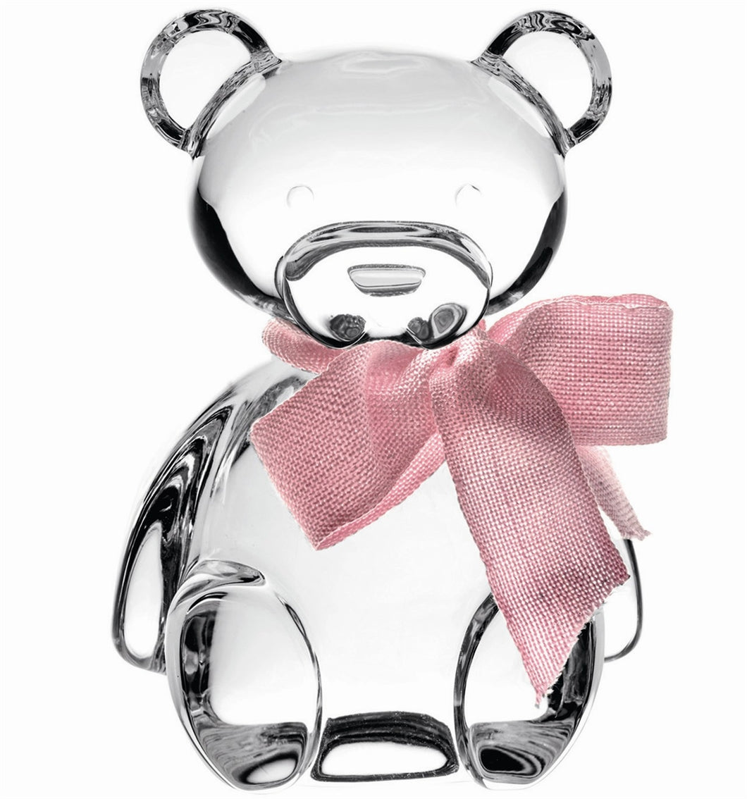 Vista Alegre Crystal Teddy Bear with Sculpture Pink Lace