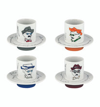 Load image into Gallery viewer, Vista Alegre Heteronimos Coffee Cups &amp; Saucers, Set of 4
