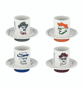 Vista Alegre Heteronimos Coffee Cups & Saucers, Set of 4