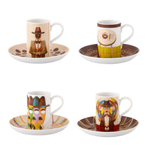 Load image into Gallery viewer, Vista Alegre Pessoa Gonçalo Viana Coffee Cup and Saucer, Set of 4

