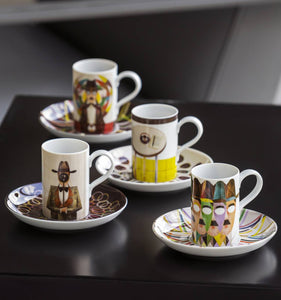 Vista Alegre Pessoa Gonçalo Viana Coffee Cup and Saucer, Set of 4