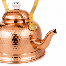 Load image into Gallery viewer, Store- Hand Hammered Portuguese Copper Tea Kettle with Ceramic Floral
