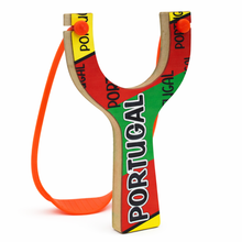 Load image into Gallery viewer, Traditional Portuguese Wooden Slingshot – Portugal Flag Design
