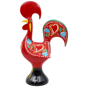 Traditional Hand-Painted Portuguese Good Luck Rooster Metal Figurine, 10"