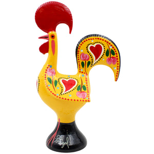 Traditional Hand-Painted Portuguese Good Luck Rooster Metal Figurine, 10"