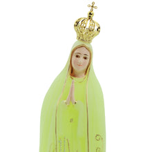Load image into Gallery viewer, Our Lady of Fatima Statue with Gold Crown, Glow in the Dark Finish

