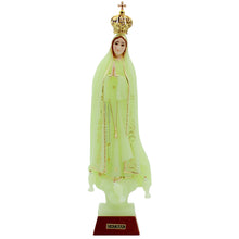 Load image into Gallery viewer, Our Lady of Fatima Statue with Gold Crown, Glow in the Dark Finish

