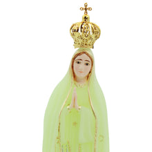 Load image into Gallery viewer, Our Lady of Fatima Statue with Gold Crown, Glow in the Dark Finish
