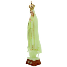 Load image into Gallery viewer, Our Lady of Fatima Statue with Gold Crown, Glow in the Dark Finish
