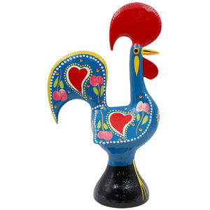 Traditional Hand-Painted Portuguese Good Luck Rooster Metal Figurine, 11.25"