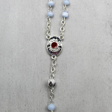 Load image into Gallery viewer, Our Lady of Fatima Rosary with Light Blue Beads, Medallion, and Case
