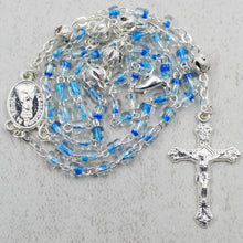 Load image into Gallery viewer, Our Lady of Fatima Rosary with Clear &amp; Blue Beads, Medallion, and Case
