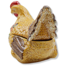 Load image into Gallery viewer, Hand-Painted Ceramic Hen Covered Dish with Lid - Made in Portugal, Farmhouse Style
