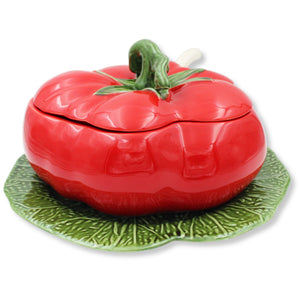 Hand-Painted Large Tomato Tureen with Ladle - Made in Portugal