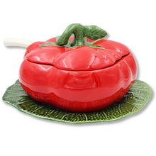 Load image into Gallery viewer, Hand-Painted Large Tomato Tureen with Ladle - Made in Portugal
