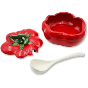 Hand-Painted Large Tomato Tureen with Ladle - Made in Portugal