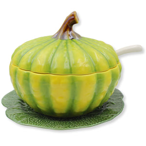 Hand-Painted Large Pumpkin Tureen with Ladle - Made in Portugal