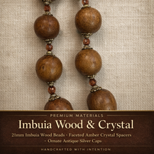 Load image into Gallery viewer, Saint Benedict Hanging Rosary — 21mm Imbuia Wood Beads, Enamel Medal &amp; Crucifix
