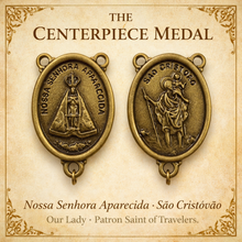 Load image into Gallery viewer, Our Lady of Aparecida Car Rosary – Amber Crystal &amp; Antique Bronze, Catholic Rearview Mirror Charm
