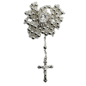 Our Lady of Fatima Made in Portugal Small Silver Plated Beads Rosary