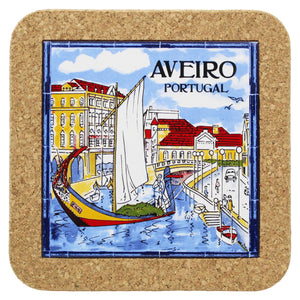 Aveiro Portugal Canal Scene Tile & Cork Trivet