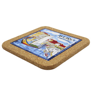 Aveiro Portugal Canal Scene Tile & Cork Trivet