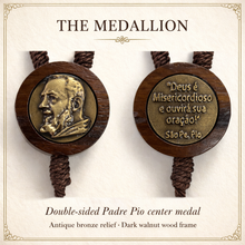 Load image into Gallery viewer, Padre Pio Car Rosary in Imbuia Wood with Antique Bronze Crucifix and Toggle Clasp
