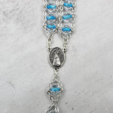 Load image into Gallery viewer, Our Lady of Fatima Rosary with Clear &amp; Blue Beads, Medallion, and Case
