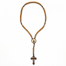 Load image into Gallery viewer, Handcrafted Our Lady of Aparecida Rosary, Natural Wood Beads, Bronze Corpus Crucifix, Catholic Gift
