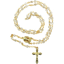 Load image into Gallery viewer, Our Lady of Fatima Rosary - 4mm Gold Plated Beads with Gold Tone Crucifix and Fatima Medallion
