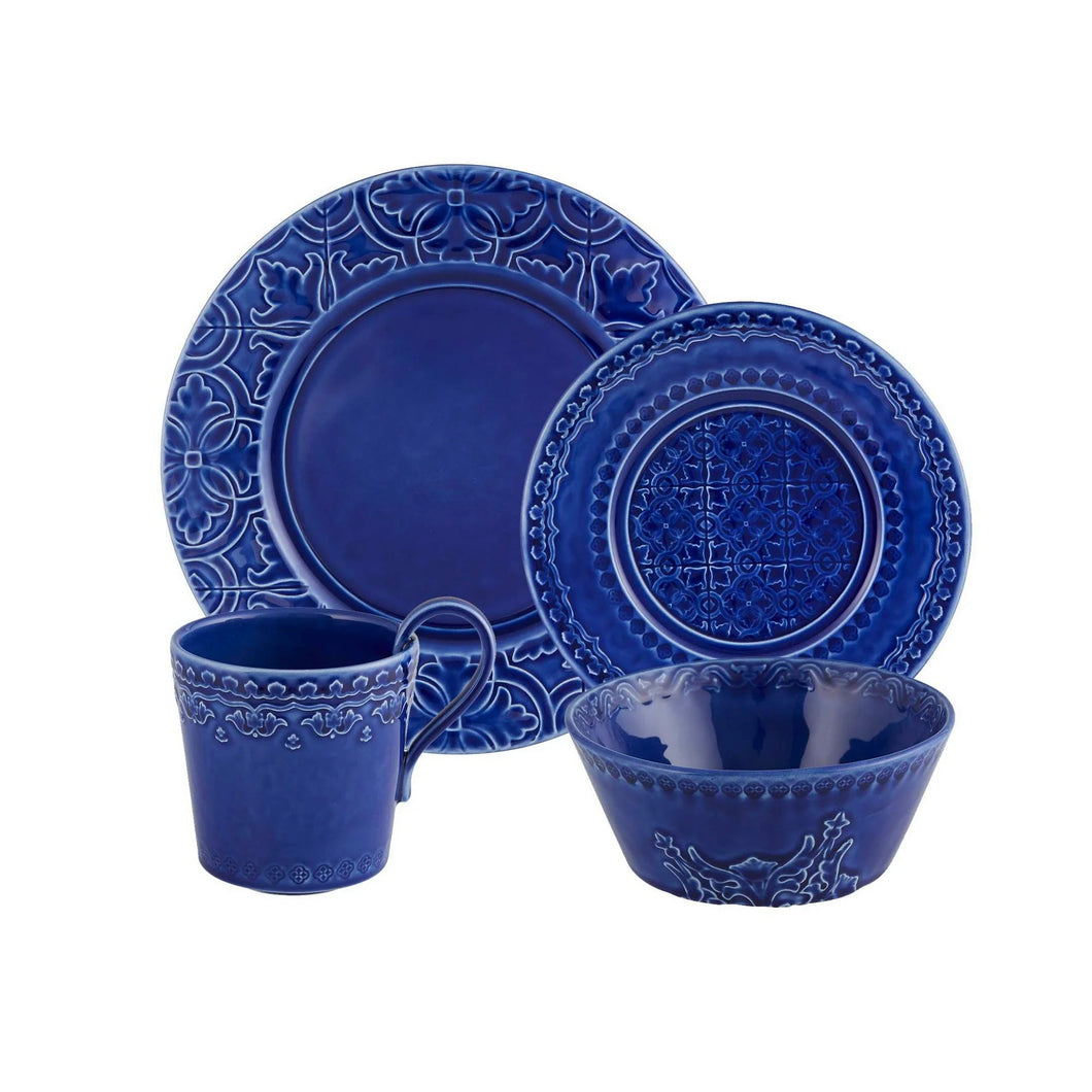 Bordallo Pinheiro Rua Nova Indigo 4 Piece Dinnerware Set