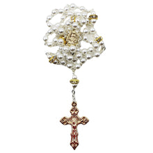 Load image into Gallery viewer, Our Lady of Fatima Elegant White Pearl Gold Rosary
