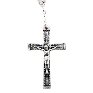 Our Lady of Fatima Rosary – 8mm Crystal Beads with Silver Tone Crucifix