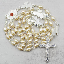 Load image into Gallery viewer, Our Lady of Fatima Rosary with Cream Oval Beads, Medallion, and Case
